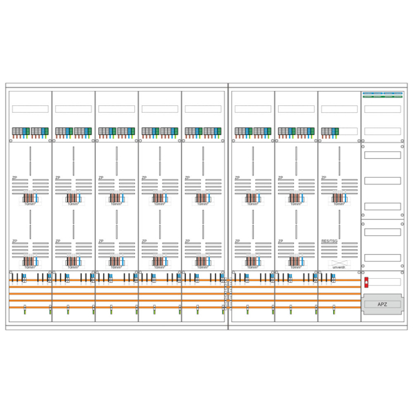 Zählerschrank 15 Zähler, TSG, Verteiler, APZ, 1400mm | 3.HZ | SCHIEGL